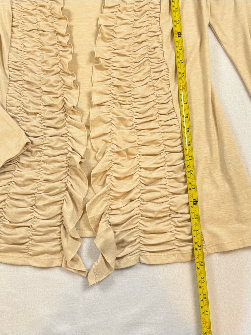 Milano Cream Ruffle-Front Sweater Cardigan - Picture 4 of 6